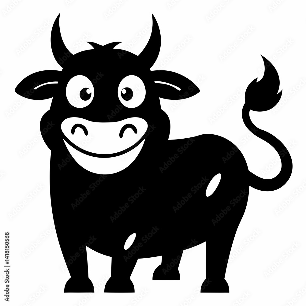 Black outline Cartoonist bull playful and exaggerated design Black outline Cartoonist bull playful and exaggerated design