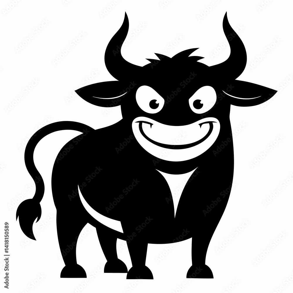 Black outline Cartoonist bull playful and exaggerated design Black outline Cartoonist bull playful and exaggerated design