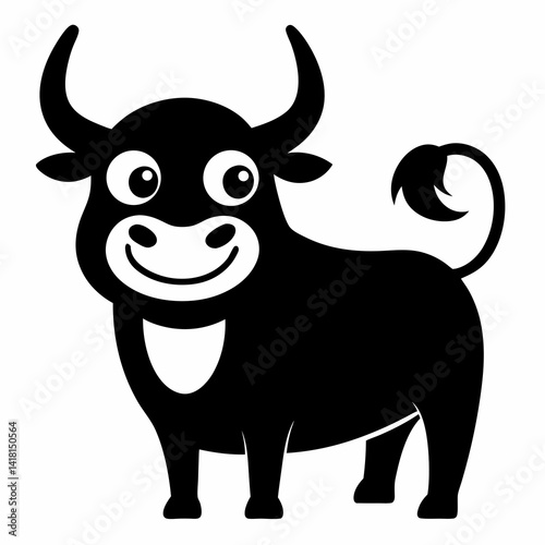 Black outline Cartoonist  bull  playful and exaggerated design