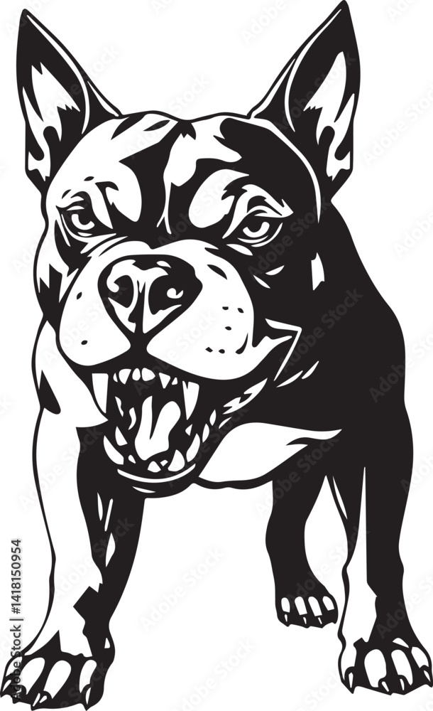 Fototapeta premium Pitbull terrier. Hand drawn vector illustration