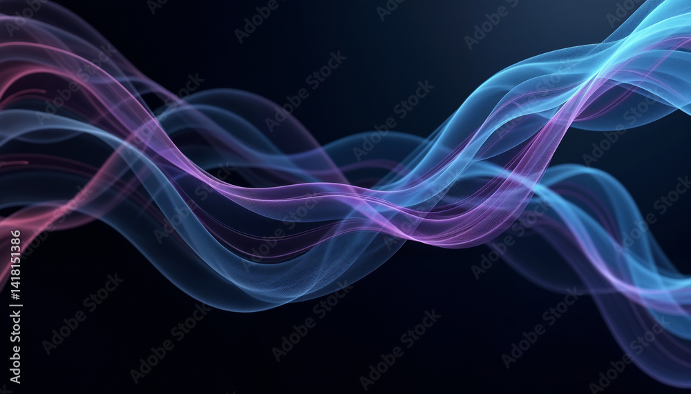 Abstract background featuring blue and pink transparent waves on a black background Abstract background featuring blue and pink transparent waves on a black background