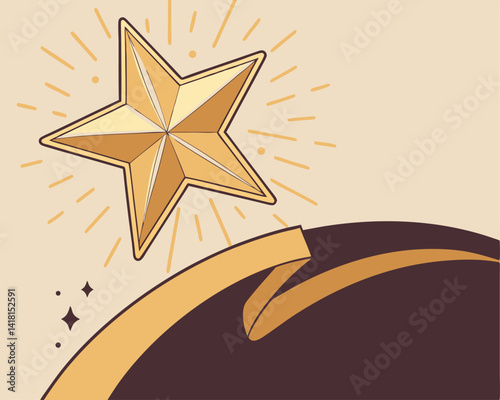 Road Leading to a Shining Star: Success, Goal, and Achievement Concept.