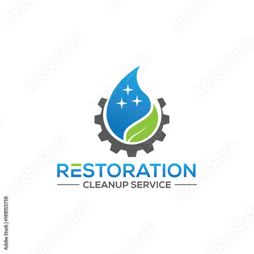 Professional Restoration Clean Service Logo represents cleanliness, renewal, and trust, ideal for cleaning companies, disaster recovery, or property restoration services.