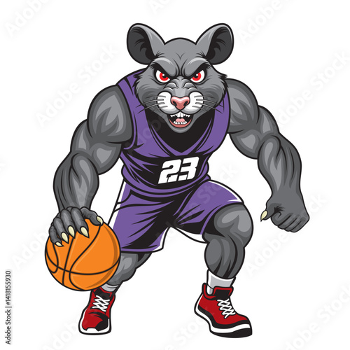 basketball mascot vector illustration rat basketball design