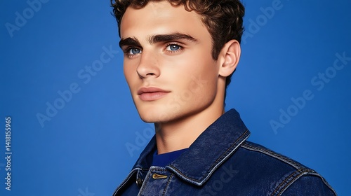 Man in denim jacket photo