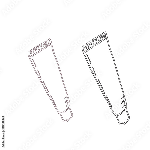 daily self care concept spa care bottle tube soap cream shower gel set doodle hand drawn vector graphics for salons