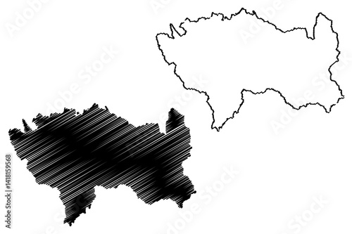 Junin Region (Republic of Peru, Regions of Peru) map vector illustration, scribble sketch Junin map