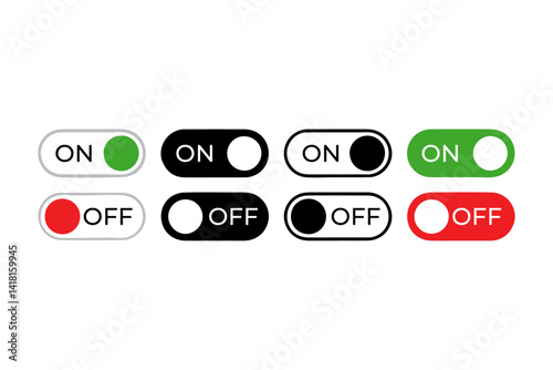 Set of power On and Off switch icon collection. Toggle switch symbol