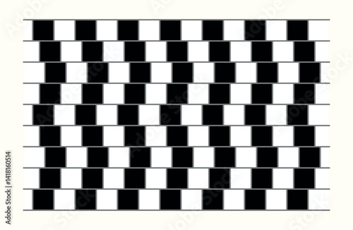 A fascinating illusion drawing with its black and white contrasts. Its flat grid creates a striking optical effect by playing with perception with clean geometric lines.