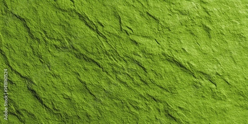 Close-up of a vibrant green textured wall with a small brown bird perched on it in natural daylight.