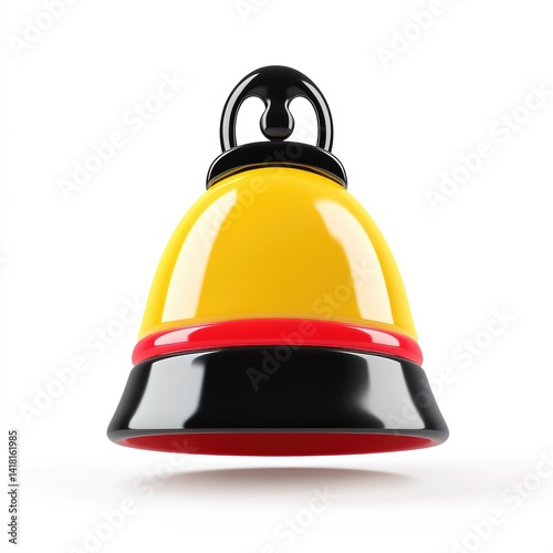 Glossy yellow and black bell with red trim. photo