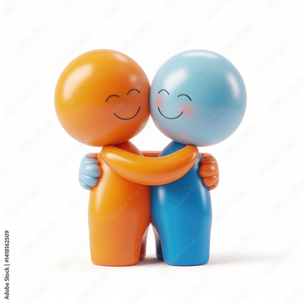 Cheerful, embracing figures offer a heartwarming display.