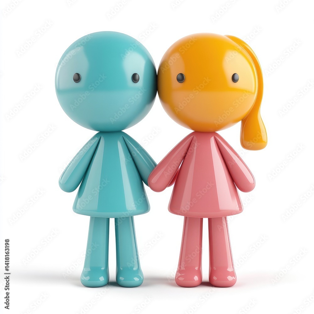 Colorful cartoon figures holding hands. Colorful cartoon figures holding hands.