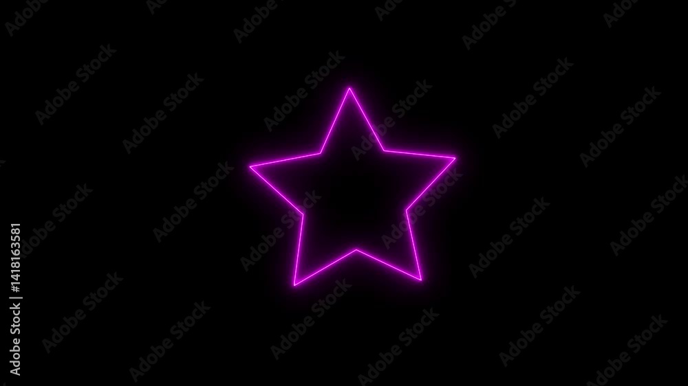 Abstract glowing Neon light star frame icon background 4k animation video. Abstract glowing Neon light star frame icon background 4k animation video.