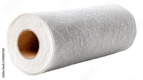Close-up front view of a white tissue roll on a transparent background, ideal for hygiene, household, restroom, healthcare, and personal care design concepts.
