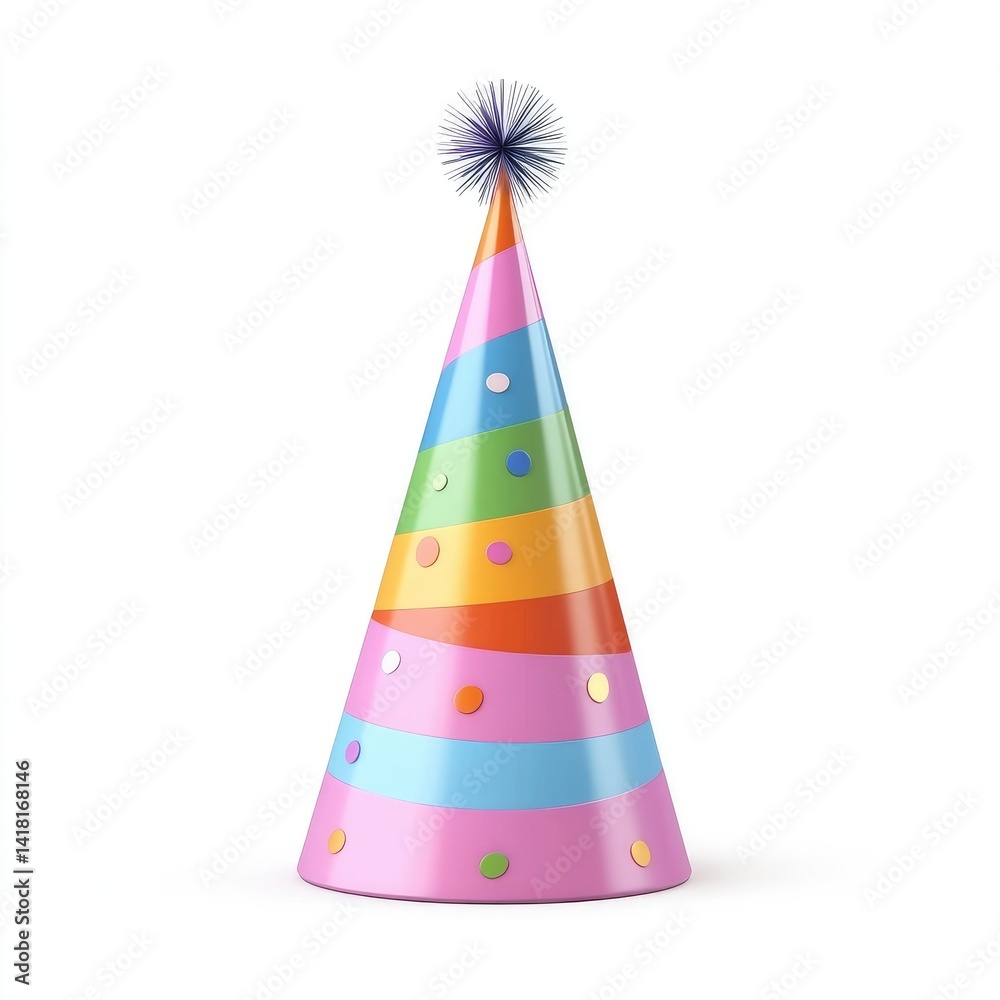 Colorful party hat with a festive design. Colorful party hat with a festive design.