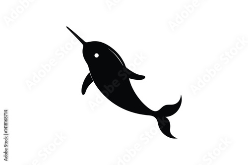 Narwhals Silhouette vector bundle  illustration, Set of Narwhals Silhouette 