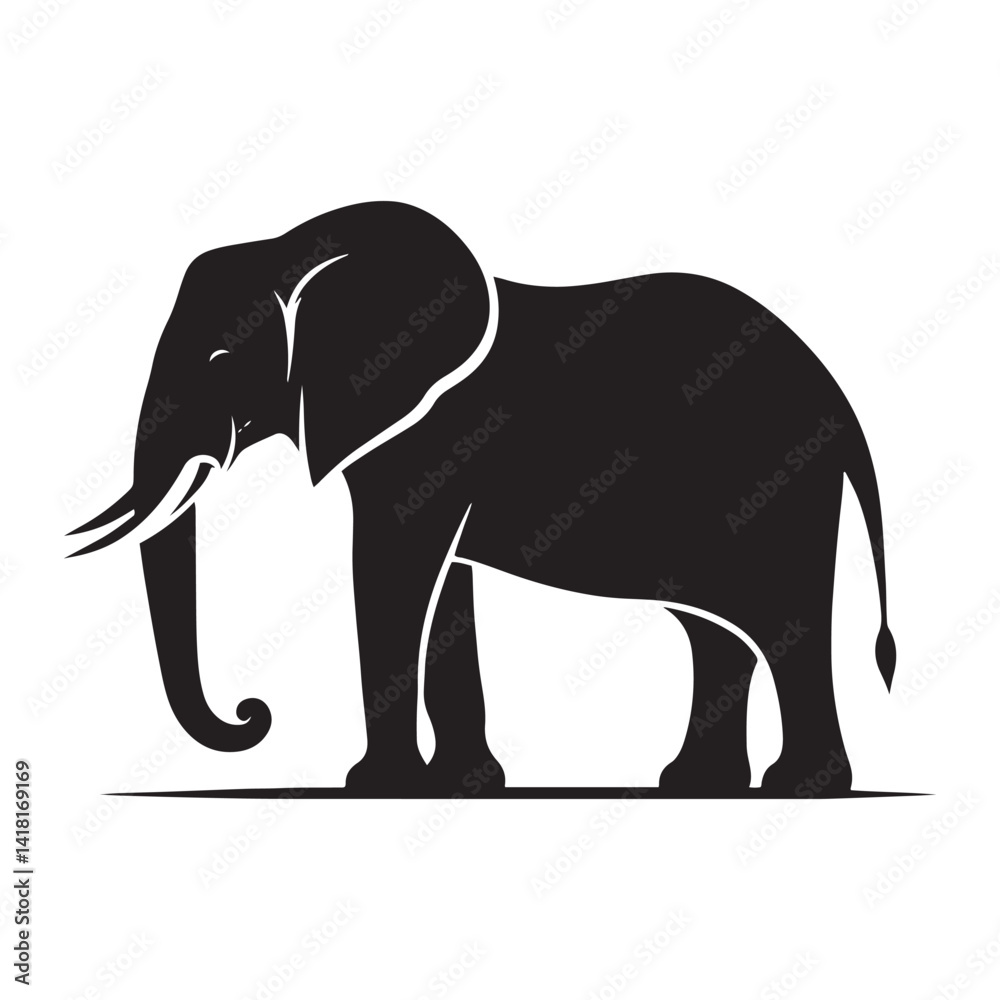 Fototapeta premium Elegant Shadows of the Wild: A Stunning Collection of African Elephant Vector Silhouettes Celebrating Strength, Grace, and the Iconic Presence of Africa’s Gentle Giants in Design