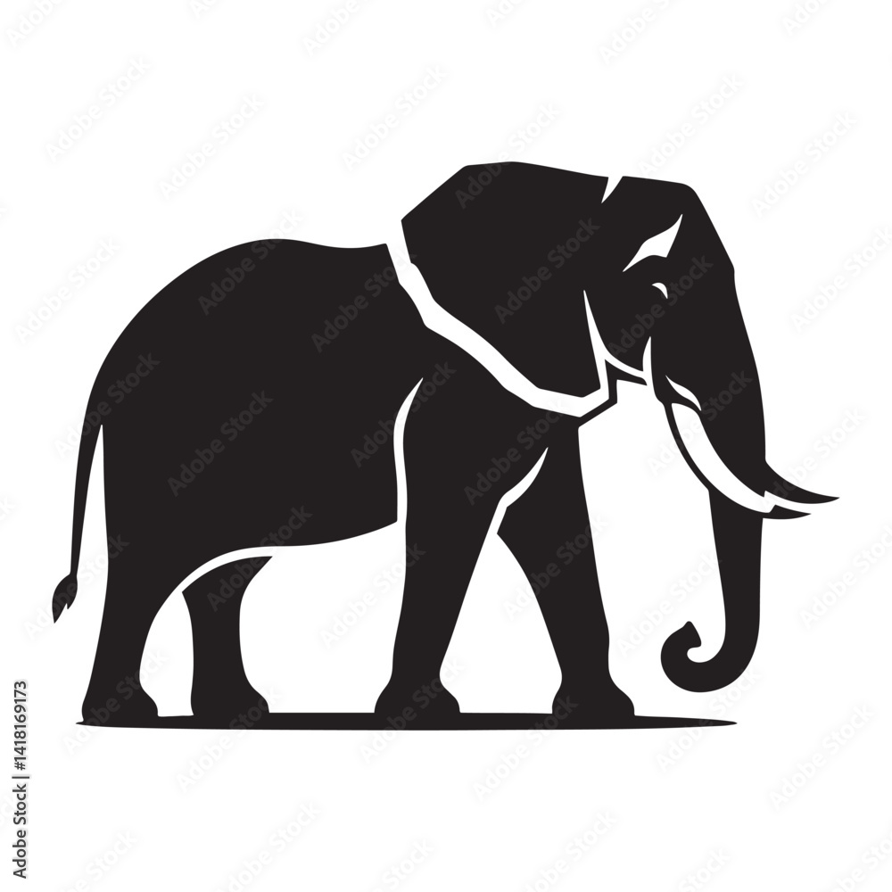 Obraz premium Elegant Shadows of the Wild: A Stunning Collection of African Elephant Vector Silhouettes Celebrating Strength, Grace, and the Iconic Presence of Africa’s Gentle Giants in Design