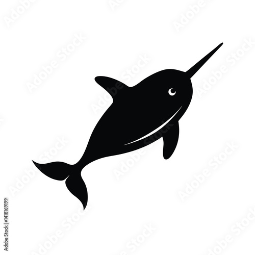 Narwhals Silhouette vector bundle  illustration, Set of Narwhals Silhouette 