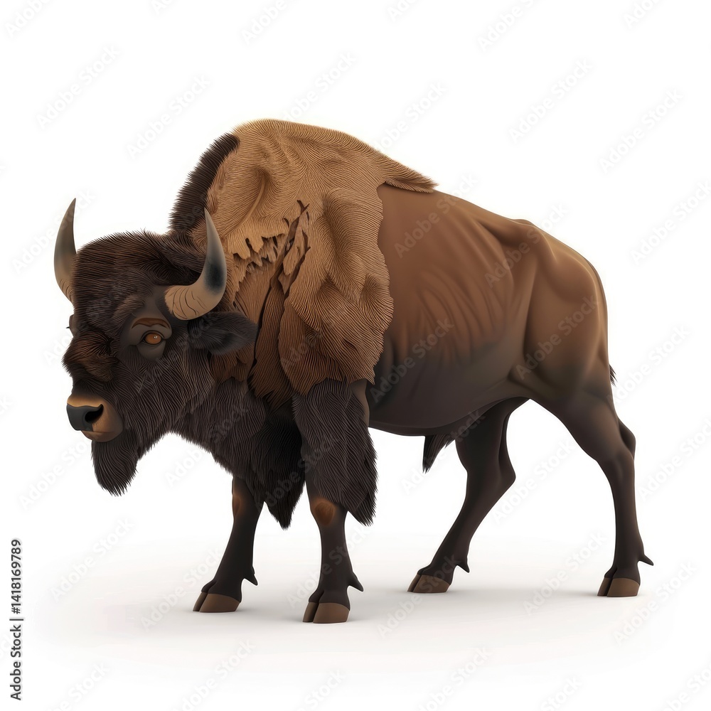 Obraz premium Majestic bison, standing in profile.