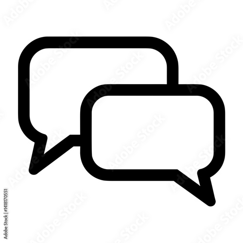 Minimalist chat bubbles icon with bold outlines for user interface - concept of communication interface feedback message dialog