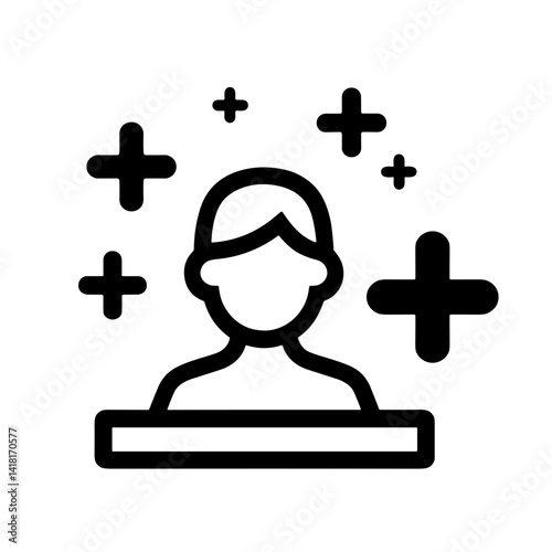 Minimalist user profile icon with sparkles and bold lines - concept of premium account special member upgrade reward profile icon