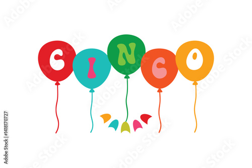Cinco de Mayo Mexican Festive Colorful Balloons Vector Design 