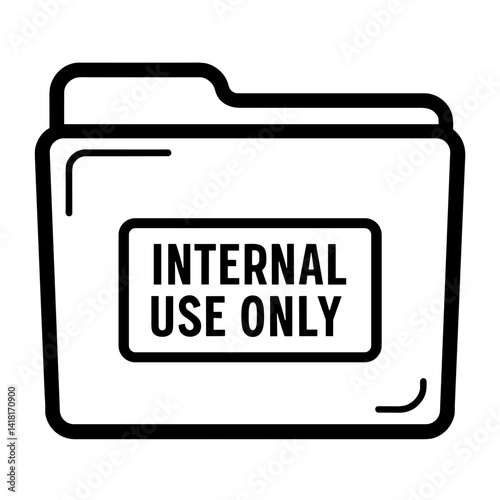 Minimalist folder with 'internal use only' label in bold outline - concept of restricted access privacy confidential data control