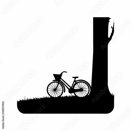Bicycle and bike illustration on white background
