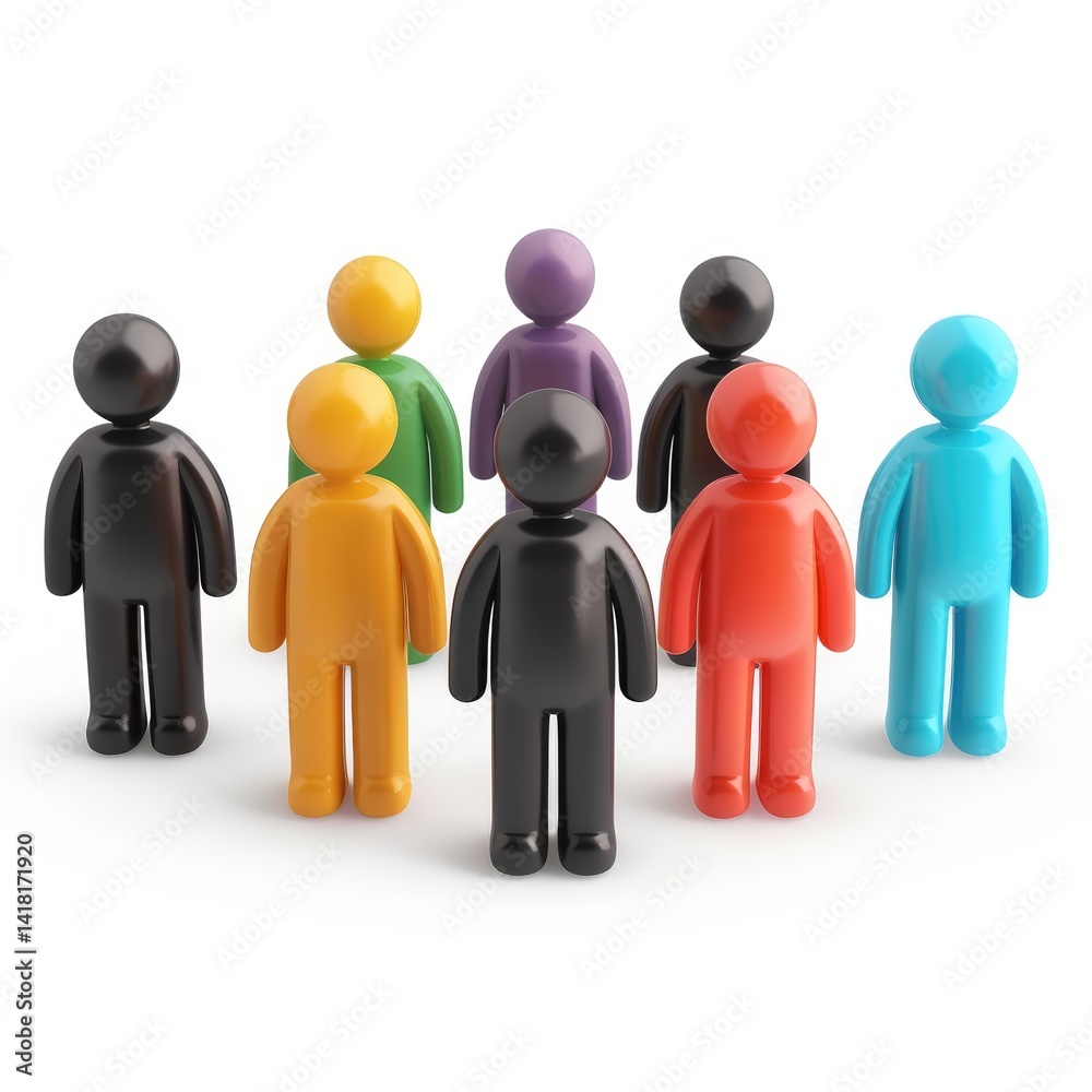 Colorful figurines representing a diverse group. Colorful figurines representing a diverse group.