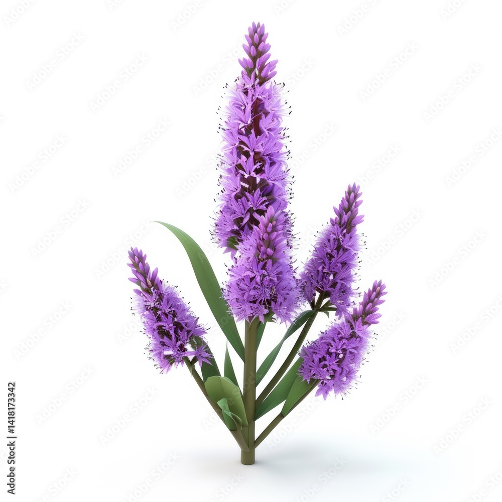 Naklejka premium A cluster of vibrant purple flowers on a plant stem.