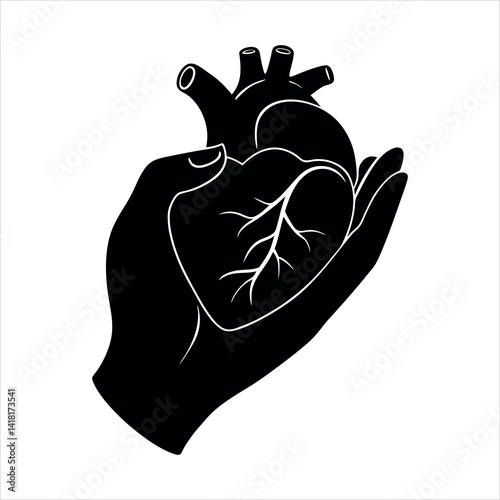 Caring Hands Holding Heart Vector
