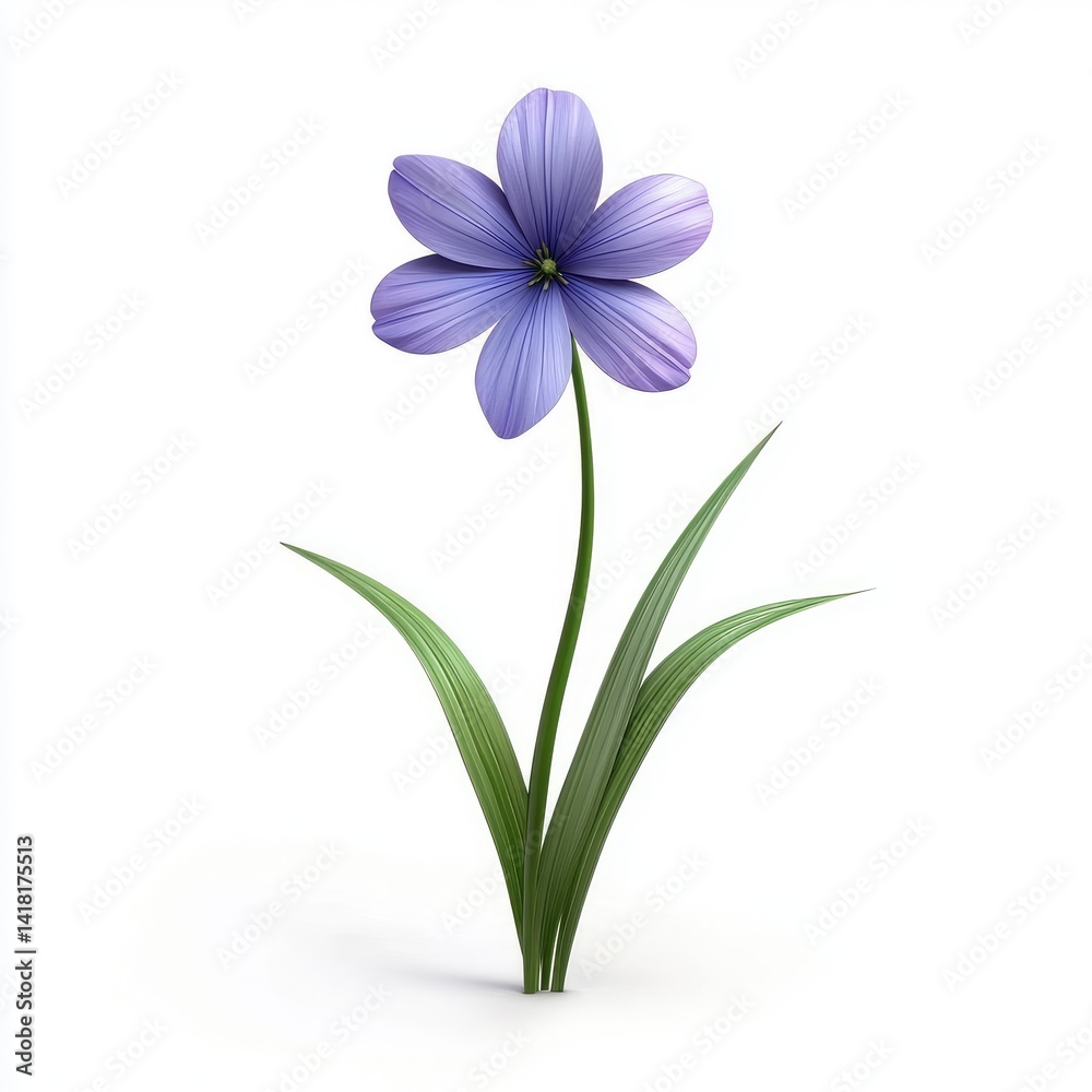 Naklejka premium A single, delicate, light purple flower stands tall.