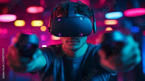 Immersive Virtual Reality Gaming Experience with Advanced VR Headset Technology