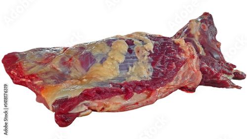 Cattle Meat. Raw, juicy red meat with a layer of fat, traditional. Brazilian barbecue. In nature. Beef. photo