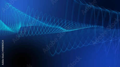digital waveform, blue abstract background, flowing lines, frequency visualization, sound waves, dynamic curves, geometric pattern, technological concept 4k video