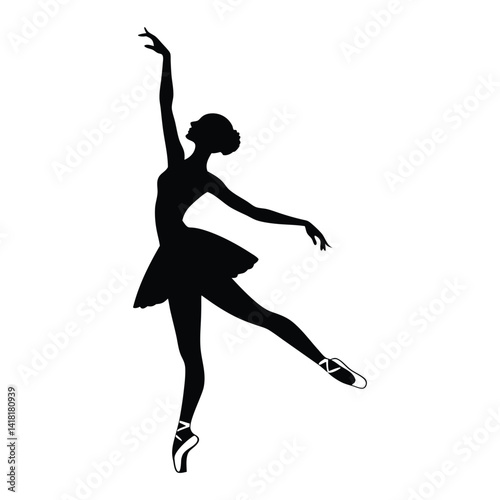 Elegant Ballet Dancer Silhouette – Graceful Dance Vector Art