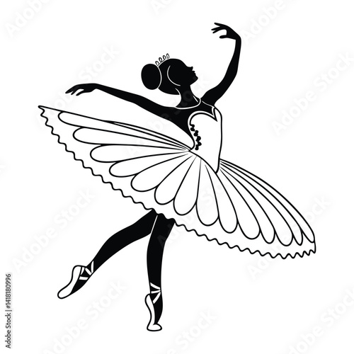Elegant Ballet Dancer Silhouette – Graceful Dance Vector Art
