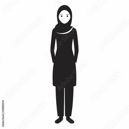 Vector illustration of a muslim woman in traditional hijab clothing style