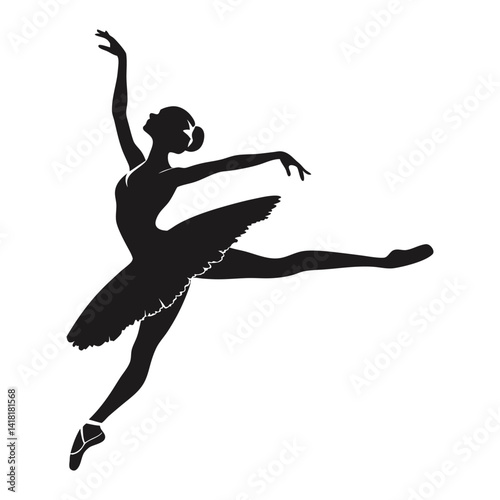 Elegant Ballet Dancer Silhouette – Graceful Dance Vector Art