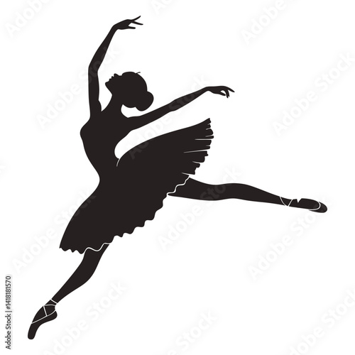 Elegant Ballet Dancer Silhouette – Graceful Dance Vector Art