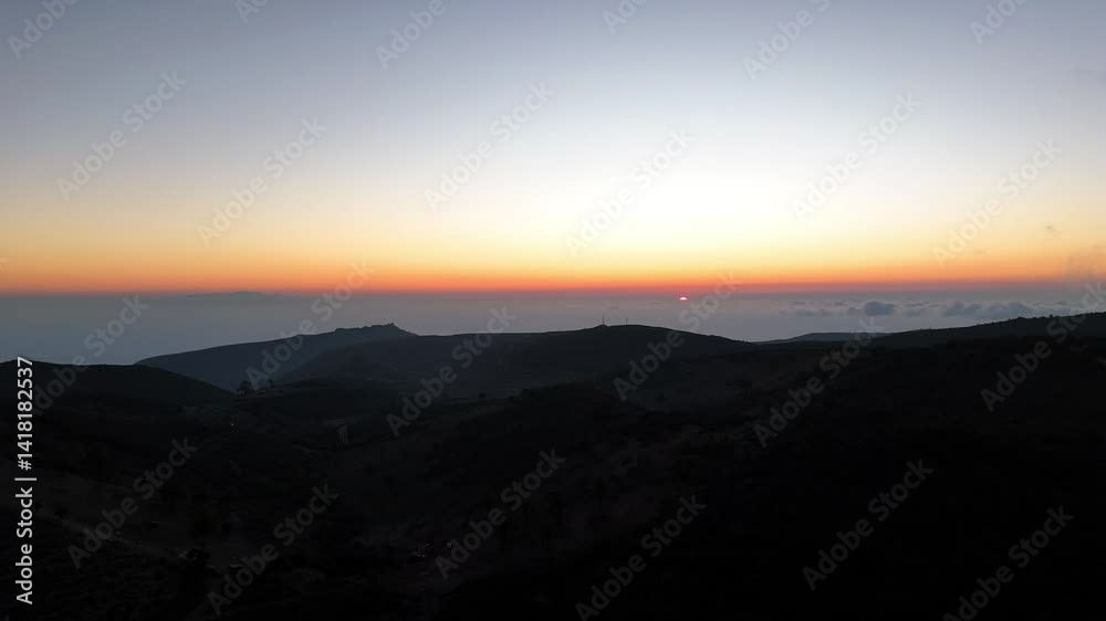 sunset over the mountains of La Gomera island sunset over the mountains of La Gomera island