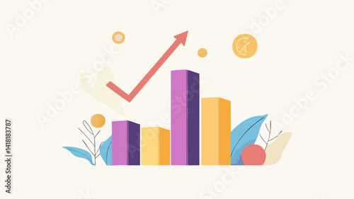 Business Growth Chart and Upward Arrow Design