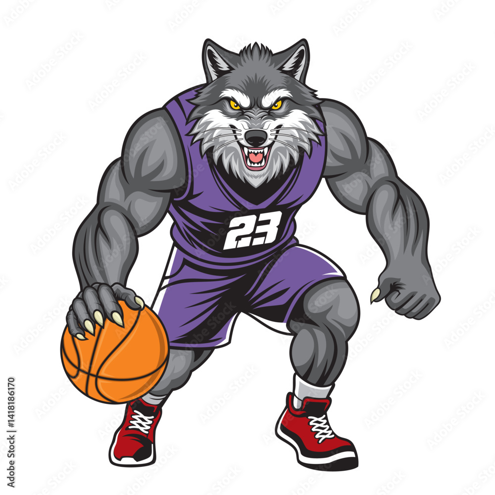 basketball mascot vector illustration wolf basketball design basketball mascot vector illustration wolf basketball design