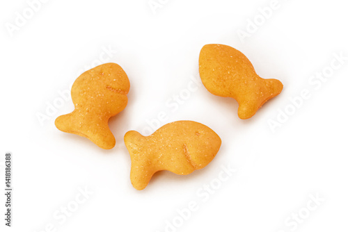 GoldFish Crackers on white background