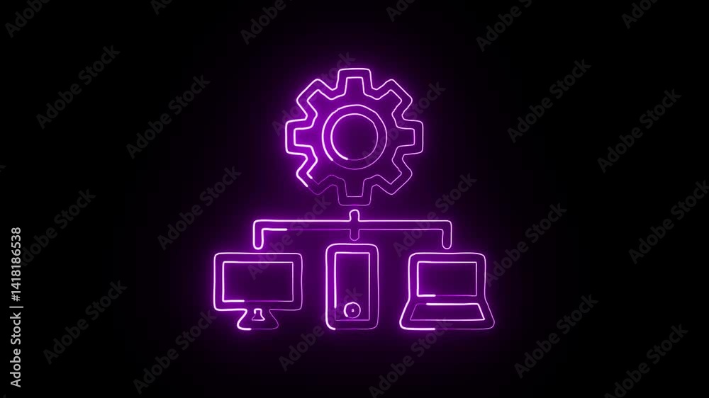glowing neon data management free icon isolated, black background, HD motion graphic animation glowing neon data management free icon isolated, black background, HD motion graphic animation
