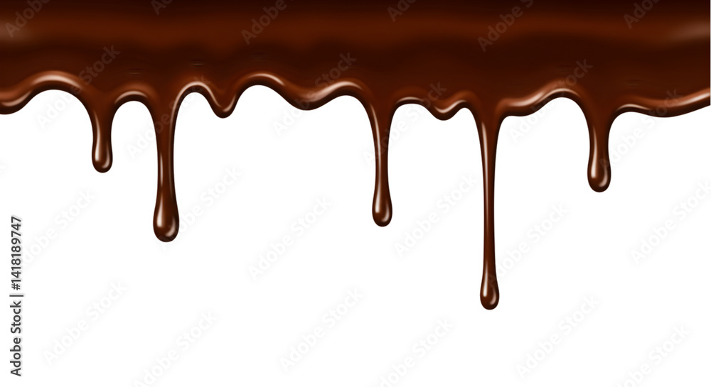 A close up of chocolate dripping down against a black background in a studio shot image style on transparent background A close up of chocolate dripping down against a black background in a studio shot image style on transparent background