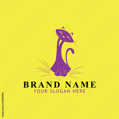 cat jewelry logo design vector