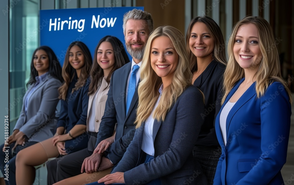 Obraz premium Diverse Team Ready to Hire: Inspiring Professionals Await Opportunities